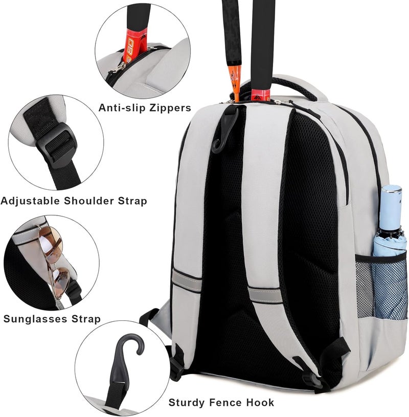 ACESAK Tennis Backpack Tennis Bag for Women Men - Tennis Bag Holds 2 Rackets, Badminton Squash, Pickleball Paddles Balls - Image 5